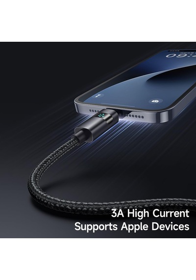Ca-6490 Usb-a - Yatay Led Ekranli Aydinlatma Kablosu Siyah
