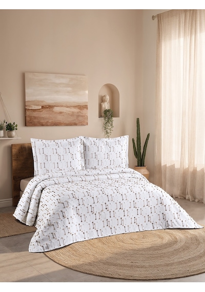 Luna 3 Parça Çift Kişilik Pike Takımı Kahverengi 230 X 240 Cm Kahverengi