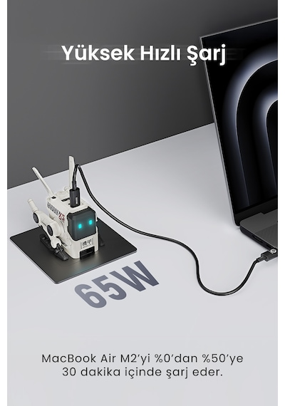 GravaStar Alpha65 Beyaz Robot Figürlü 65W Hızlı Şarj Adaptörü