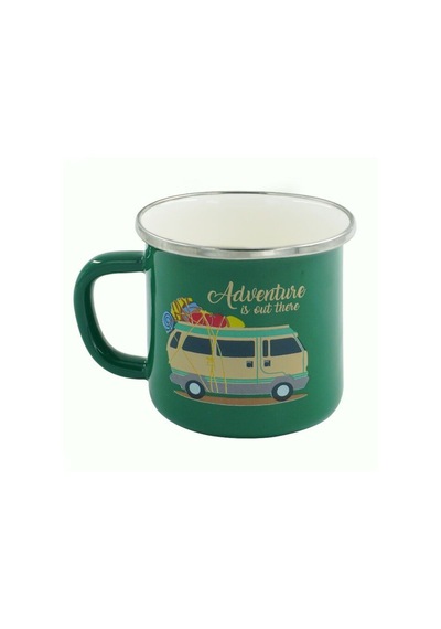 Retro Emaye Kupa Bardak Adventure 330 cc (Yeşil ) Yeşil