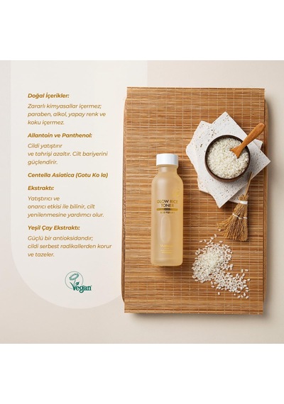Glow Rice Toner Hassas Ve Kuru Cilt Aydınlatıcı Onarıcı Tonik Pirinç Kepeği Yağı Kore 150ml