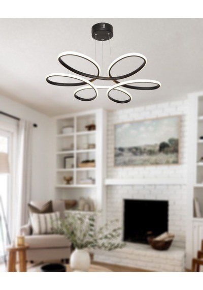 Tt313-Sy Tt Aydınlatma Papatya Modeli Mat Siyah Led Avize