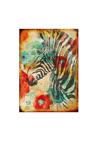 Bedeko Renkli Zebra Hediyelik Ahşap Tablo 25 Cm X 35 Cm