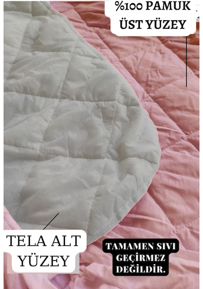 Ely Parker Renkli  Lastikli Çift Kişilik Çarşaf Yastık Alezi (Toplam 3 Parça) %100 Pamuk Kapitoneli ELYCPFK00 Pembe ÇK