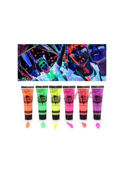 Neonlu Glow Parti Yüz Boyası 6 Renk 6 Adet - Mg-874072