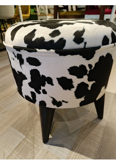 Mercan Mobilya Leopar Desen Bench Puf 43/42 Siyah Ayak Beyaz