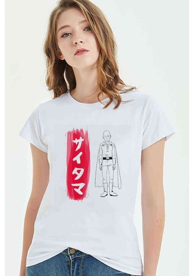 One Punch Man Baskılı Beyaz Kadın Tshirt (534307111)