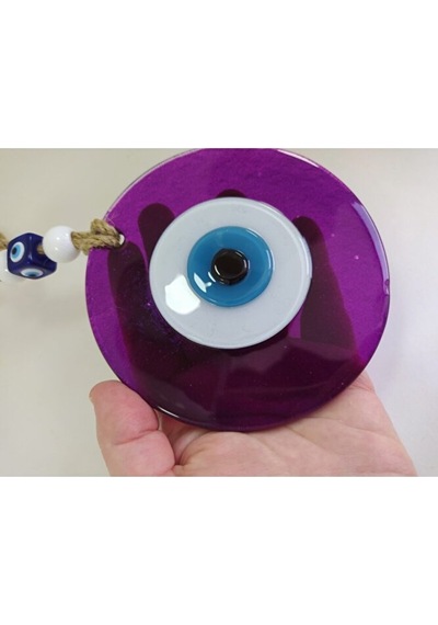 Mor El Yapımı Büyük Cam Nazar Boncuğu 12 Cm