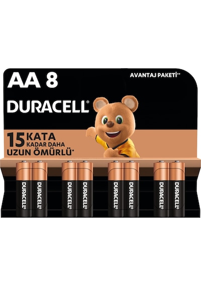Duracell LR6/MN1500 AA Kalem Pil 8'li
