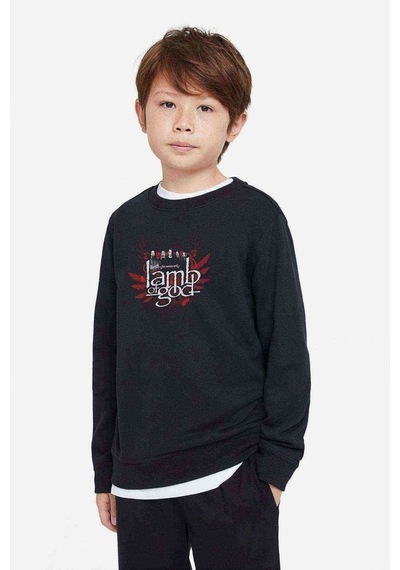 Tshirthane Lamb Of God Red Metal Rock Baskılı Unisex Çocuk Siyah Sweatshirt Siyah
