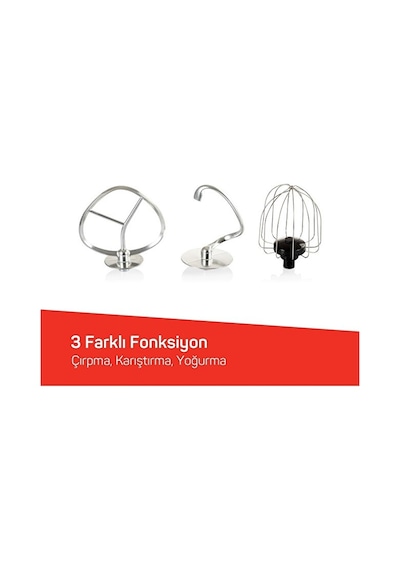 Arzum AR1186 Crust Mix Pro Stand Mikser 5L Kapasiteli 3 Farklı Aparat 1500W