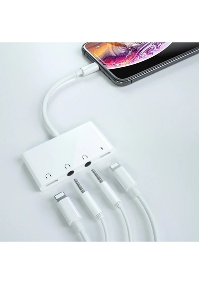 Ally iPhone Uyumlu 14-13-12-11 4in1 Otg Ses Adaptörü Çift Dc 3.5mm Jack- 5775