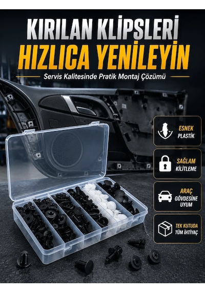 Lb Universal Araç Döşeme Klipsi Ve Tampon Sabitleme Pimi Seti 100 Parça Organizer Kutulu