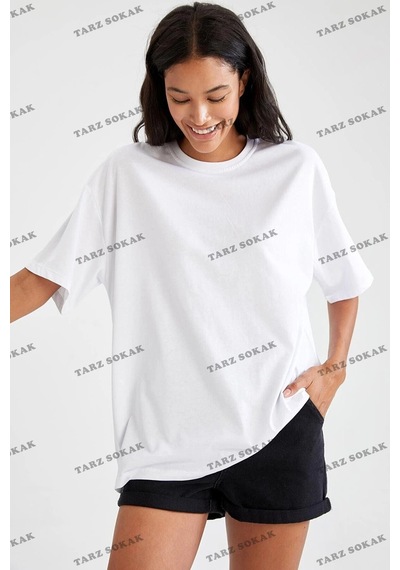 Tarzsokak Oversize Fit Pamuklu Kısa Kollu Basic Siyah