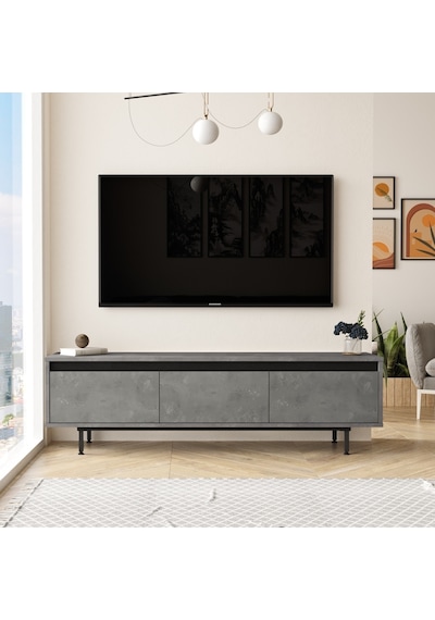 Robinhome Robin Home Diego Tv Ünitesi Tv Sehpası Metal Ayaklı 160Cm Beton-S