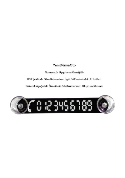 Cama Vantuzlu Oto Araç İçi Telefon Numaratör,telefon No Gösterici ,siyah-beyaz ,ydnmr030