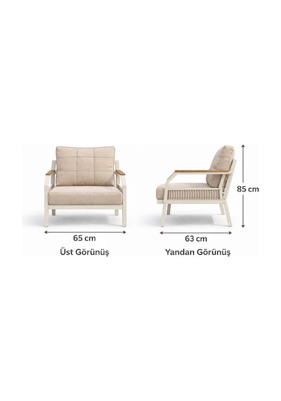Daisy Cappuccino 3+1+1 Masalı Bej Bahçe Oturma Takımı Konfor Serisi Daisy Cappuccino 3+1+1 Masalı Bej Bahçe Oturma Takımı Konfor Serisi