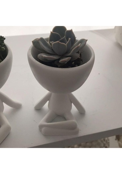 Insansı Saksılar Çiçeksiz Üçlü Beyaz Set
