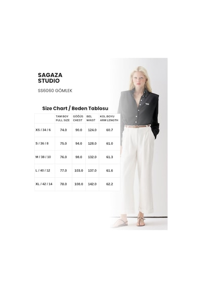 Sagaza Studio Ss6060 Ralph Straıght Kadın Gomlek Siyah