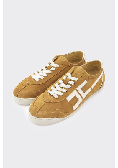 Derinet Hakiki Deri Bağcıklı Kadın Sneaker Taba Süet Taba Süet