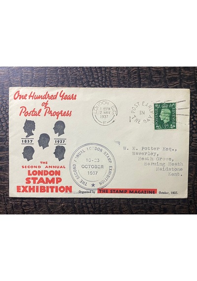 İngiltere 1937 One Hundred Years Of Postal Progress 1837-1937 The Second London Annual Stamp Exhibition Organized By The Stamp Magazine Fdc  Teşhir Ürün