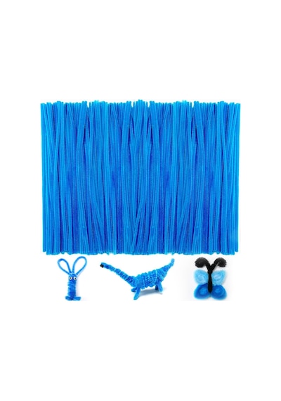 25'li Mavi Renkli Şönil, Eğitici Şönil Seti, Tüylü Tel, 30 Cm, Peluş Tel