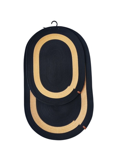 Nakkaş Home 2'li Jüt Klozet Takımı Siyah-gold 2li Oval