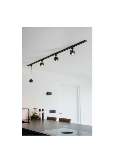 Beşli 2mt Ray Spot İle Led Ampul İle Spot Küre Avize Led Spot Siyah
