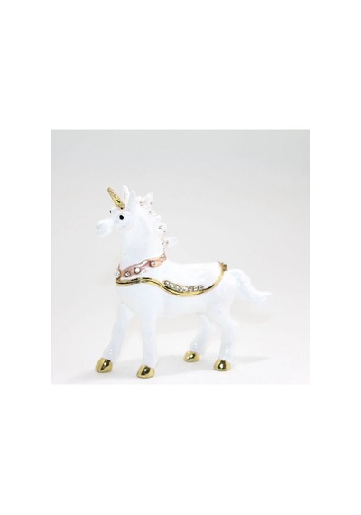 Swaroski Taşlı Tekli Ünicorn Figürü Dekoratif Obje 10x11 Cm