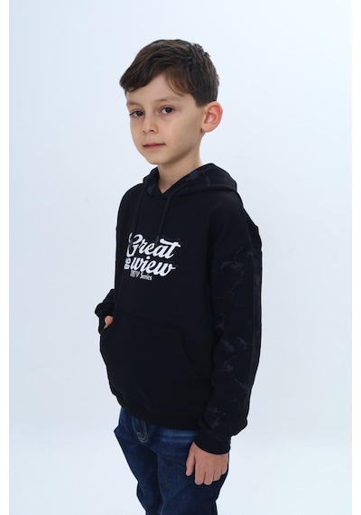 Toontoy Kids Toontoy Erkek Çocuk Great 98 Wiew Yazı Baskılı Sweatshirt Siyah