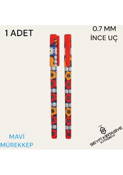 Desenli Gövde Jel Tükenmez Kalem Mavi Mürekkep 0.7 Mm İğne Uç İnceliği 19