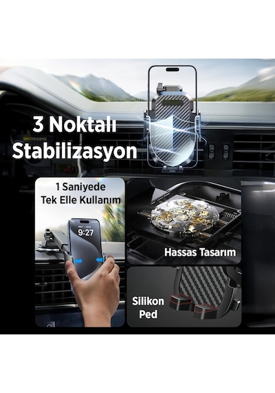 Kingma Vantuzlu Uzayan Cam Ve Torpido İçin Ayarlanabilir Araç İçi Telefon Tutucu -
