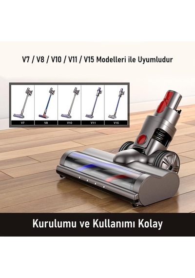 Dyson V8/v10/v11/v15 Uyumlu Yüksek Performanslı Valkyrie Elektrikli Döner Işıklı Zemin Fırçası Başlığı