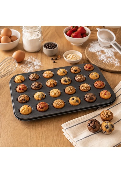 Muffin Ve Cupcake Kalıbı Yapışmaz Karbon Çelik Fırın Tepsisi, Kek Ve Tart Kalıbı 6 Gözlü / 12 Gözlü / 24 Mini Gözlü Seçenekleri Çok Renkli