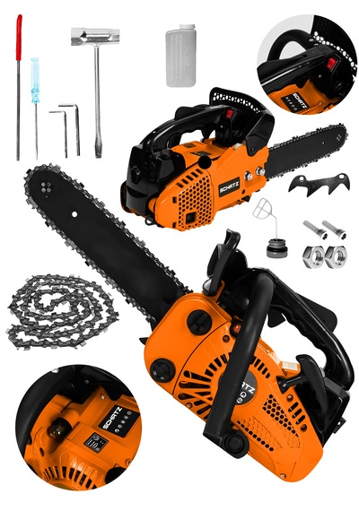 Schatz 25cc Mini Benzinli Testere Ağaç Odun Dal Budama Ve Kesme Testeresi Hızar Motoru 35cm Testere Turuncu