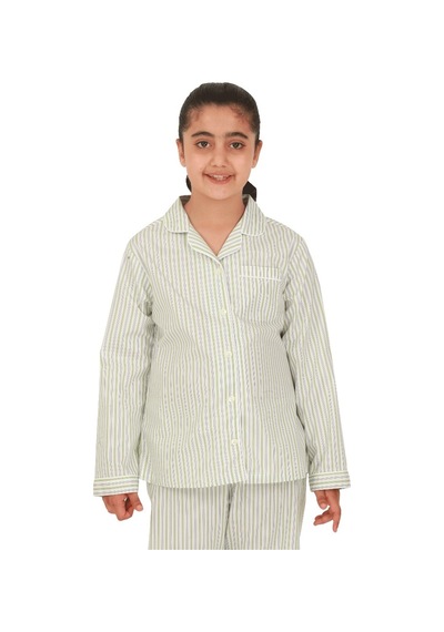 The Don Açık Yeşil Çizgili Desenli Kız Çocuk Pijama Takımı (9-14