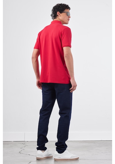 Dufy Kırmızı Polo Yaka Pamuklu Düz Renk Slim Fit Erkek T-shirt Kırmızı