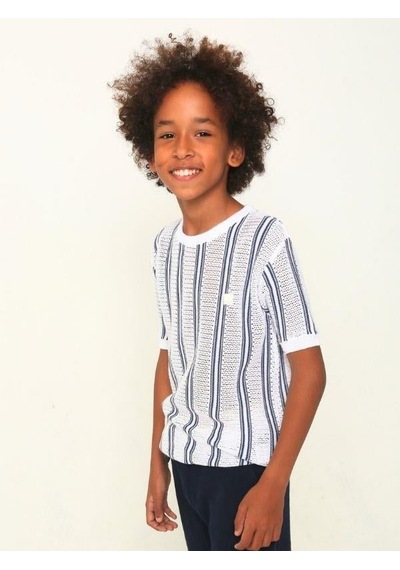 Nanica Kids Erkek Çocuk Çizgili Delikli Triko Kumaş T-shirt-14104-beyaz Lacivert Beyaz - Lacivert Nanica Kids Erkek Çocuk Çizgili Delikli Triko Kumaş T-shirt-14104-beyaz Lacivert Beyaz - Lacivert