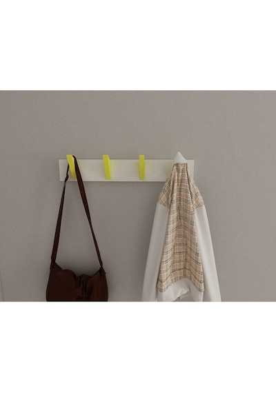Hepsi3boyutlu Modern Duvar & Kapı Kanca Askılık - 4 Adet Sarı Kanca Askılık - Model No : 5 Sarı