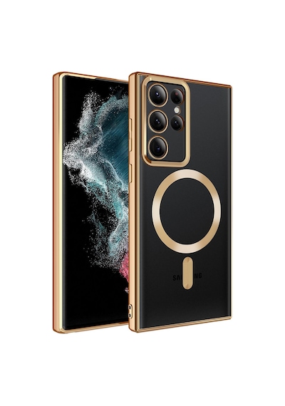 Galaxy S23 Ultra Uyumlu Magsafe Wireless Şarj Özellikli Es Teknoloji Setro Silikon-gold