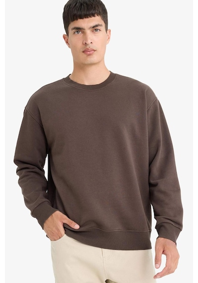 Defacto Relax Fit Bisiklet Yaka Kalın İçi Yumuşak Tüylü Basic Düz Sweatshirt T5139az25aubn581 Kahve
