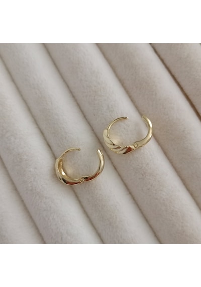 Lente Aksesuar Xuping Kararmaz Çelik Gold Burgu Model Vintage Küpe Altın