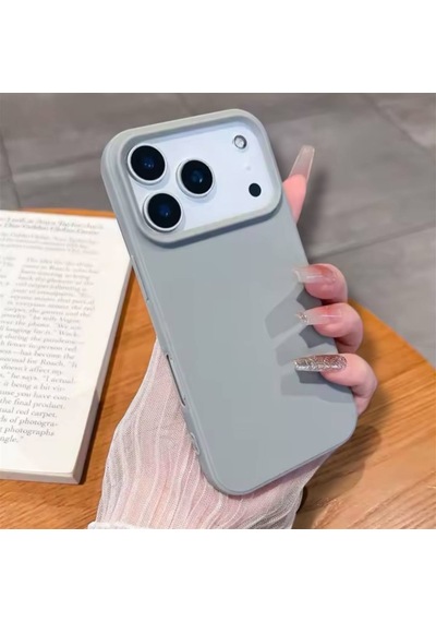 Apple Uyumlu iPhone 17 Pro Kılıf Kamera Çıkıntılı Yumuşak Silikon İçi Kadife Lansman Kapak . Gri