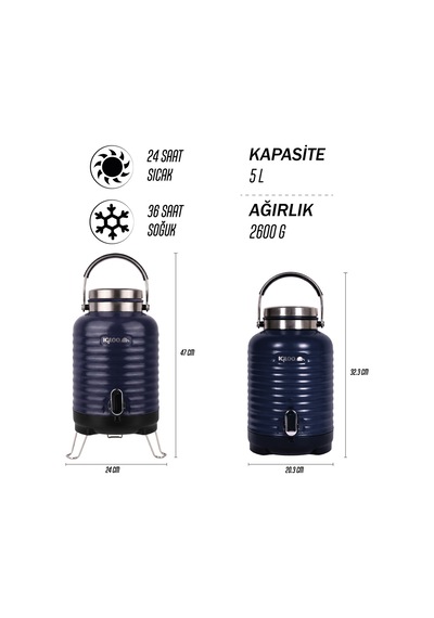 Igloo Family Barrel Termos 5 Litre-lacivert Lacivert