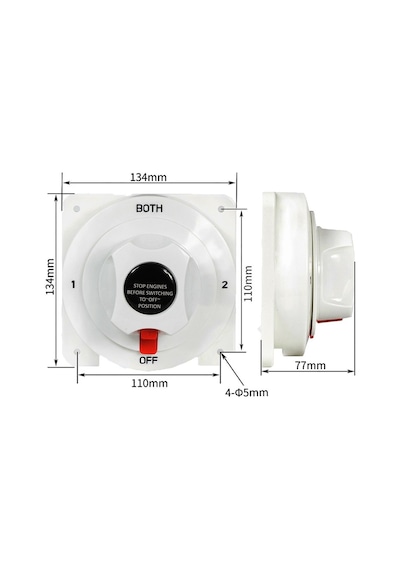 Marine Beyaz Devre Kesici Both Şalter Çift Akü 12V 24V 175A Büyük Beyaz