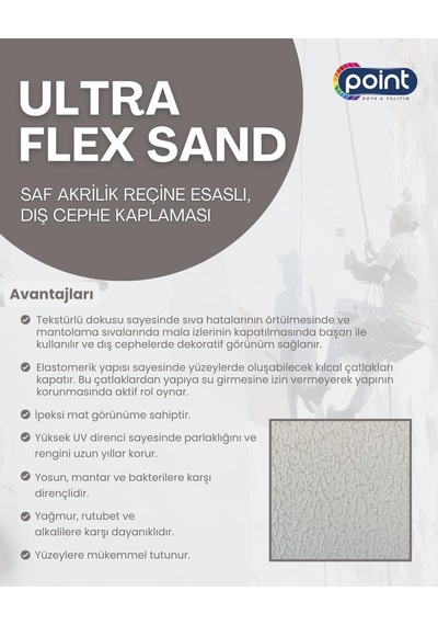 Ultra-flex Sand - Saf Akrilik Esaslı Dış Cephe Kaplaması Bw000 Beyaz, 7 Litre