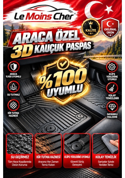 Renault Express Panelvan 2021- Araca Özel 3d Kauçuk Havuzlu Oto Paspası