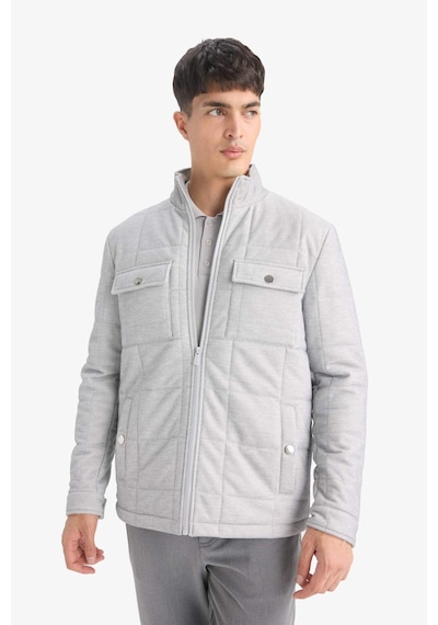 Defacto Slim Fit Dar Kesim Dik Yaka Astarlı Fermuarlı Cepli Kışlık Şişme Penye Mont E7888ax25augr221 Gri
