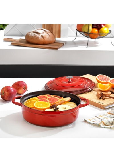 Schafer Guss Chef Döküm Basık Tencere 26 Cm Kırmızı