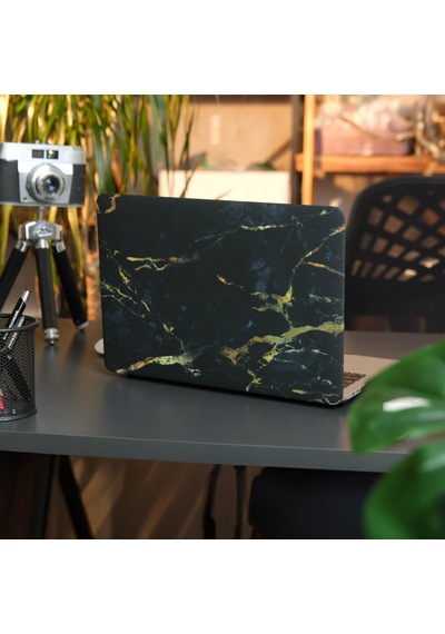 Macbook Air 13.3 İnç Kılıf A1932 A2179 A2337 M1 Uyumlu Sert Kapak Hard Case Koruyucu Mermer Desenli İnce Hafif Laptop Kılıfı Siyah Belirtilmemiş